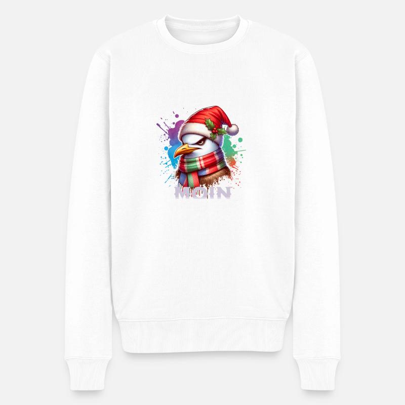 Moin Möwe Weihnachten - Männer Premium Bio Pullover - Weiß