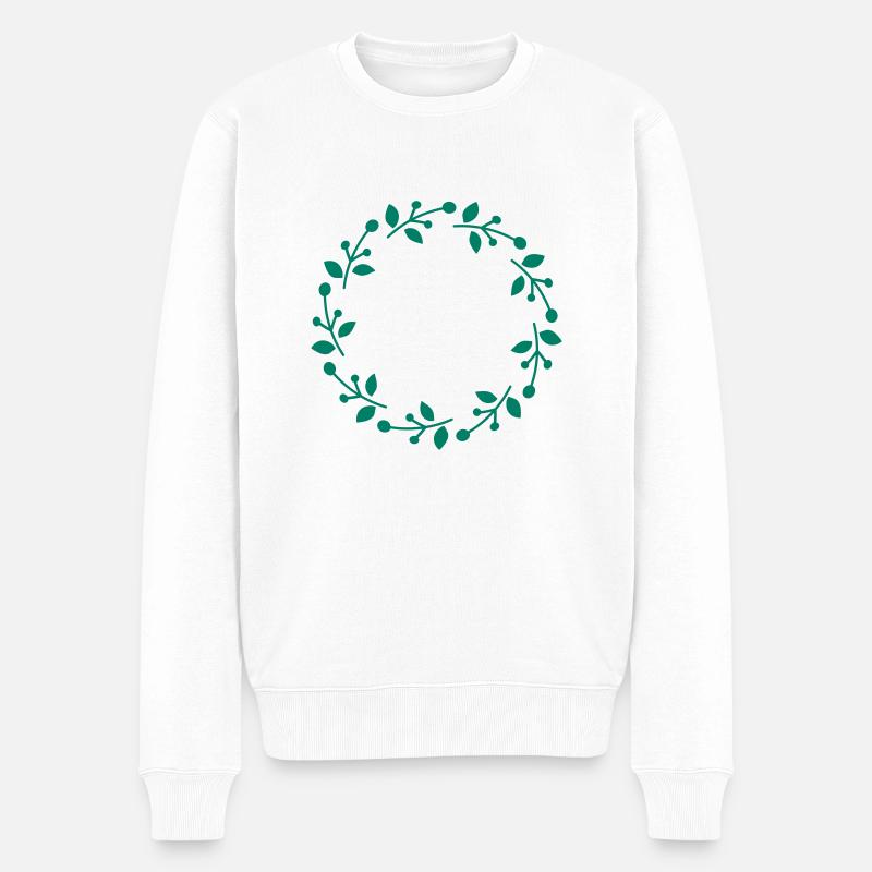 Weihnachtskranz - Männer Premium Bio Pullover - Weiß