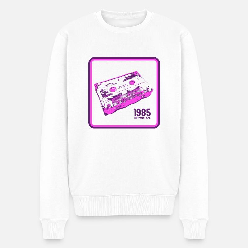 Cassette Rétro Love - Version Rose - Pull Premium bio Homme - blanc