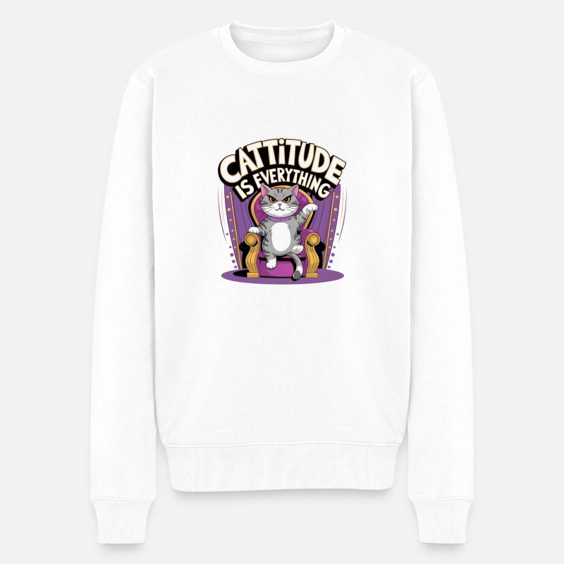 Cattitude est tout - Pull Premium bio Homme - blanc