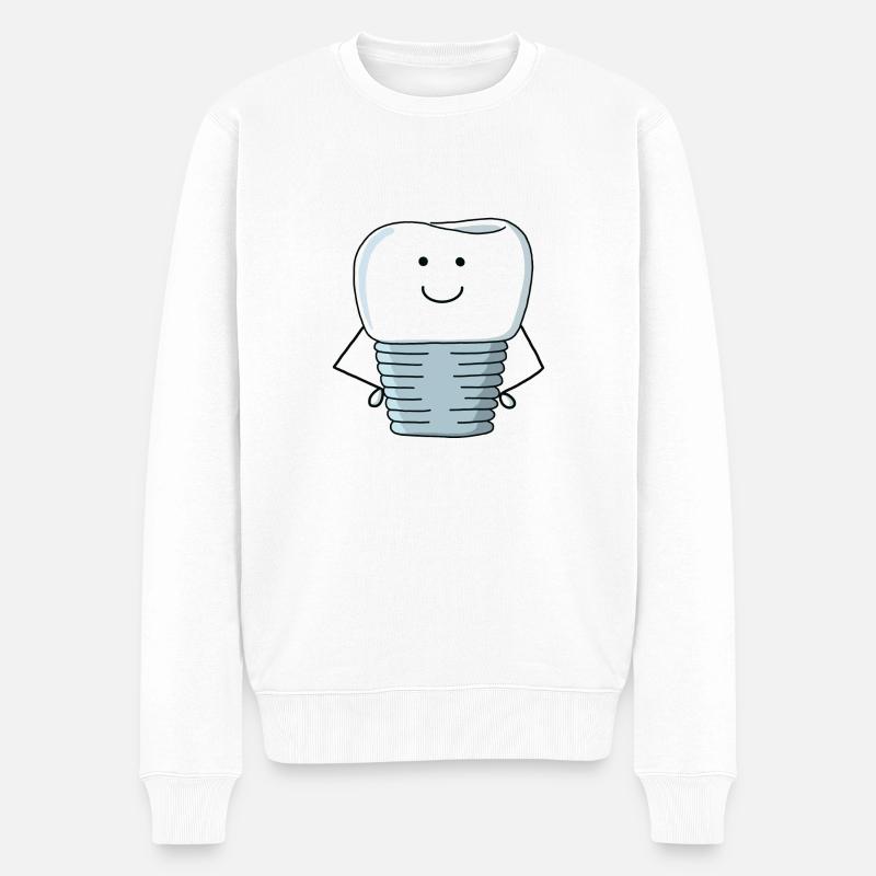 Implantatkrone - Männer Premium Bio Pullover - Weiß