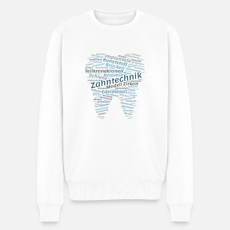 Technologie dentaire Wordcloud blue - Pull Premium bio Homme - blanc