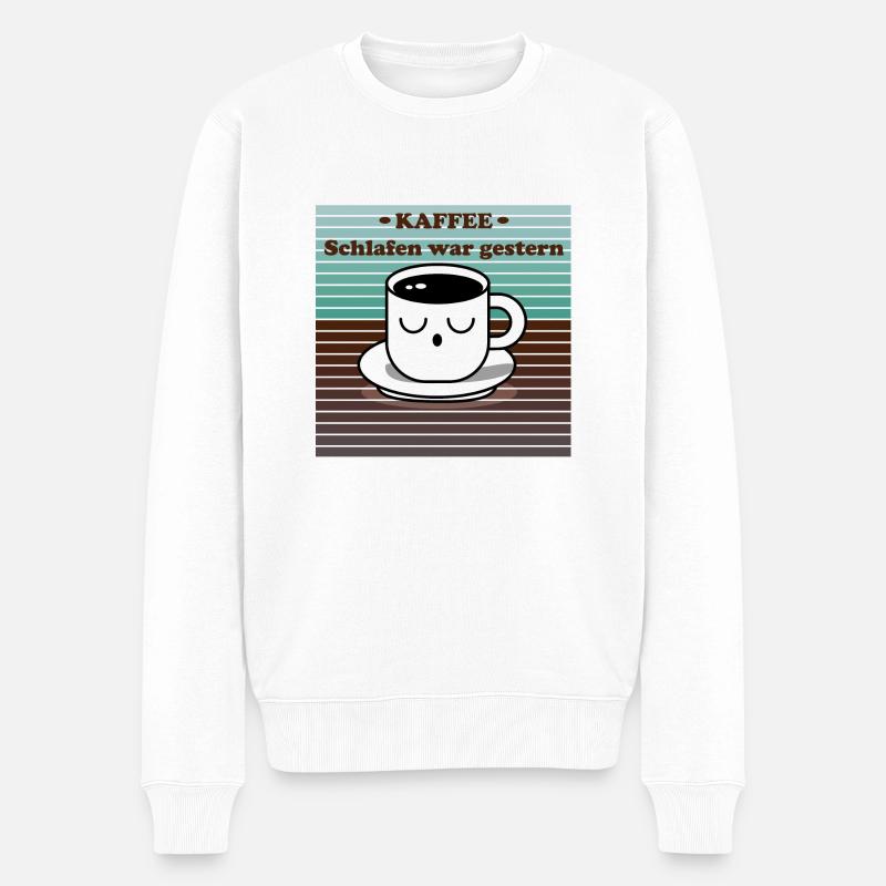 Design "Müde Brühe" - Männer Premium Bio Pullover - Weiß
