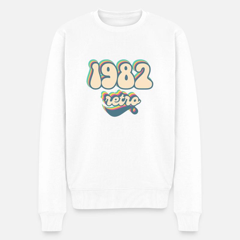 1982 Retro Geschenkidee - Männer Premium Bio Pullover - Weiß