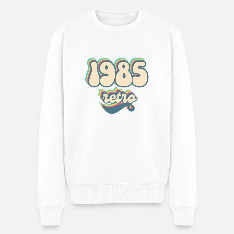 1985 Retro Geschenkidee - Männer Premium Bio Pullover - Weiß