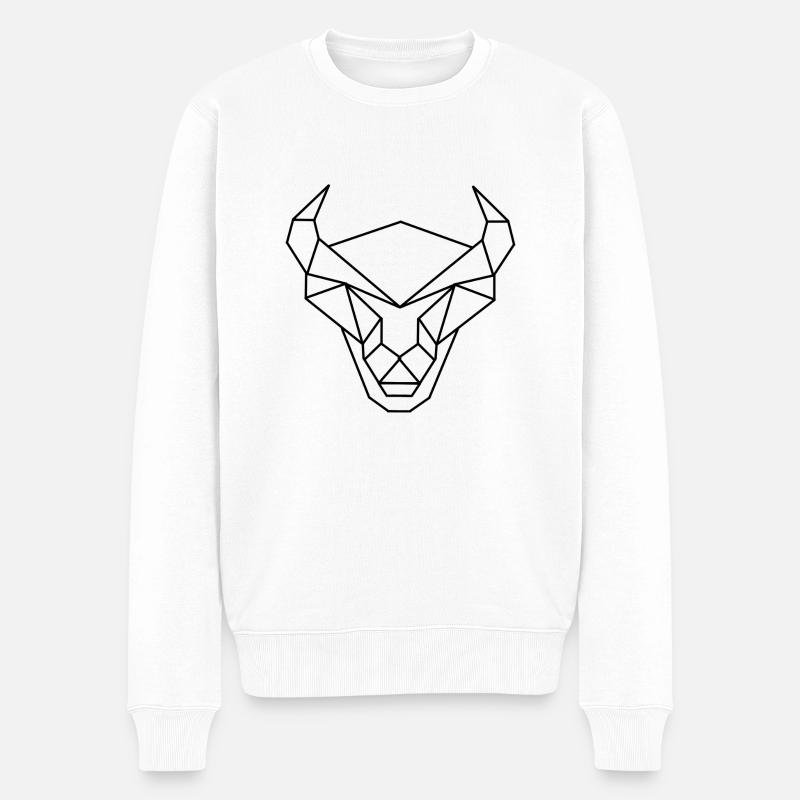 Stier - Männer Premium Bio Pullover - Weiß