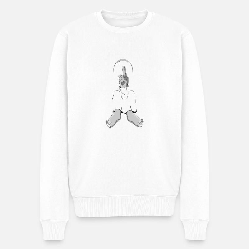UNBEKANNTES SCHWEIGEN - Männer Premium Bio Pullover - Weiß