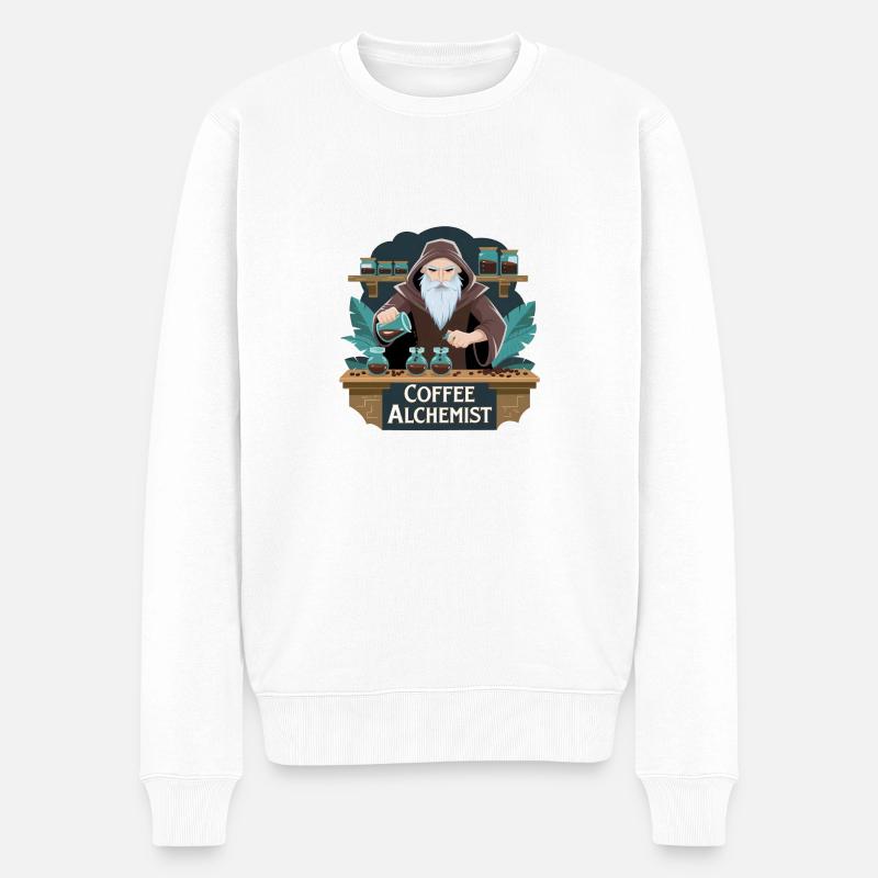 Kaffee-Alchemist - Männer Premium Bio Pullover - Weiß