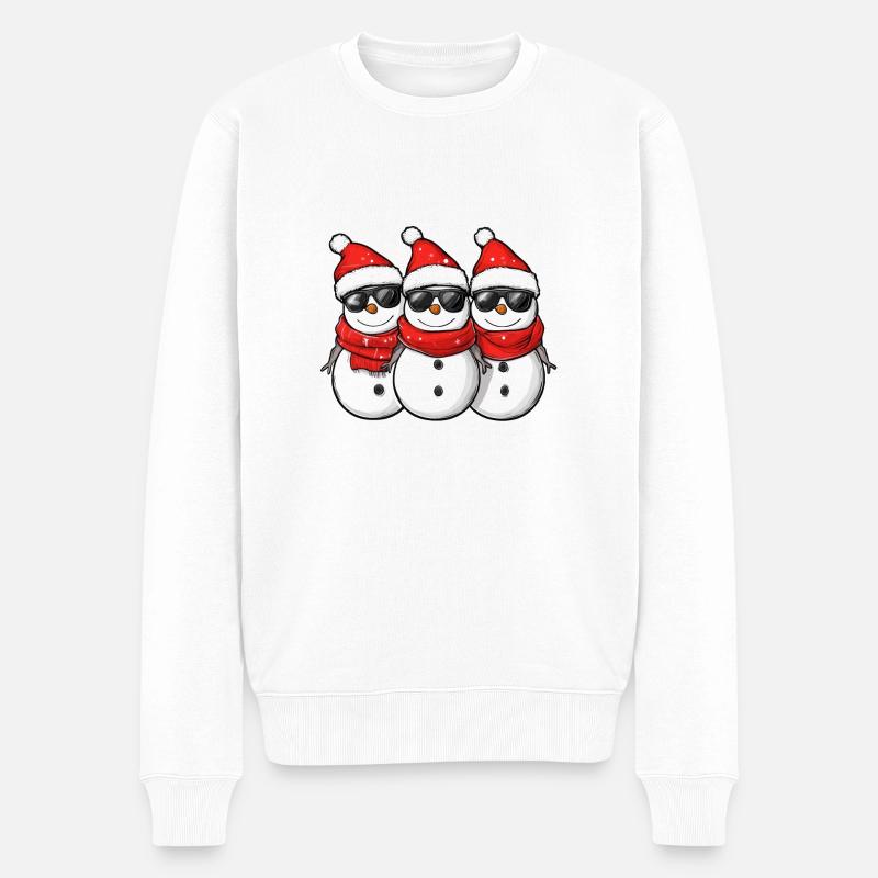 Cool Schneemann Weihnachten - Männer Premium Bio Pullover - Weiß