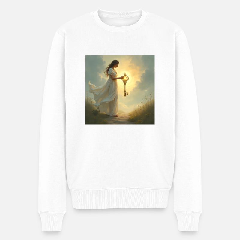 schlüsselfreude - Männer Premium Bio Pullover - Weiß
