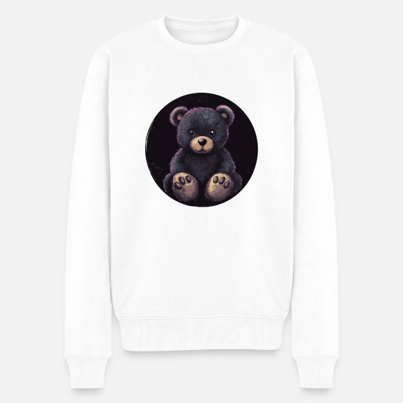 Zauberhafter Teddy: Dunkle Eleganz - Männer Premium Bio Pullover - Weiß