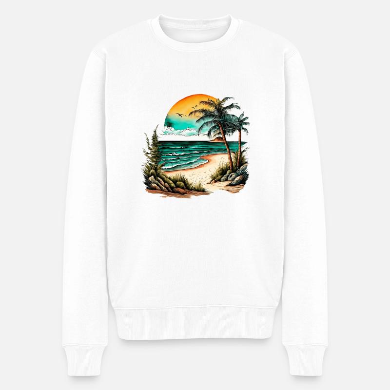 Plage pour le surfeur - Pull Premium bio Homme - blanc