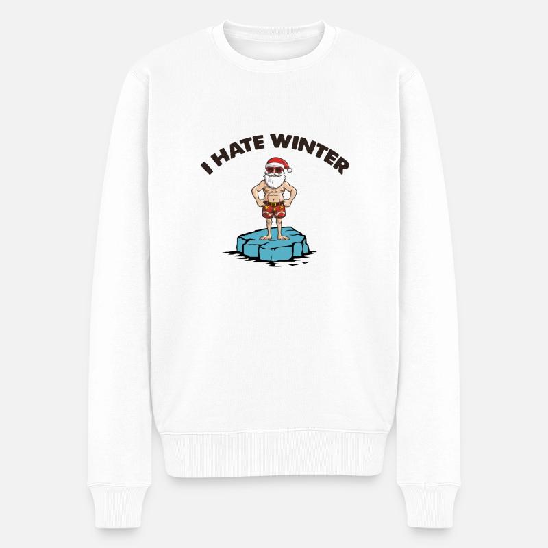 weihnachtsmann eisscholle winter - Männer Premium Bio Pullover - Weiß