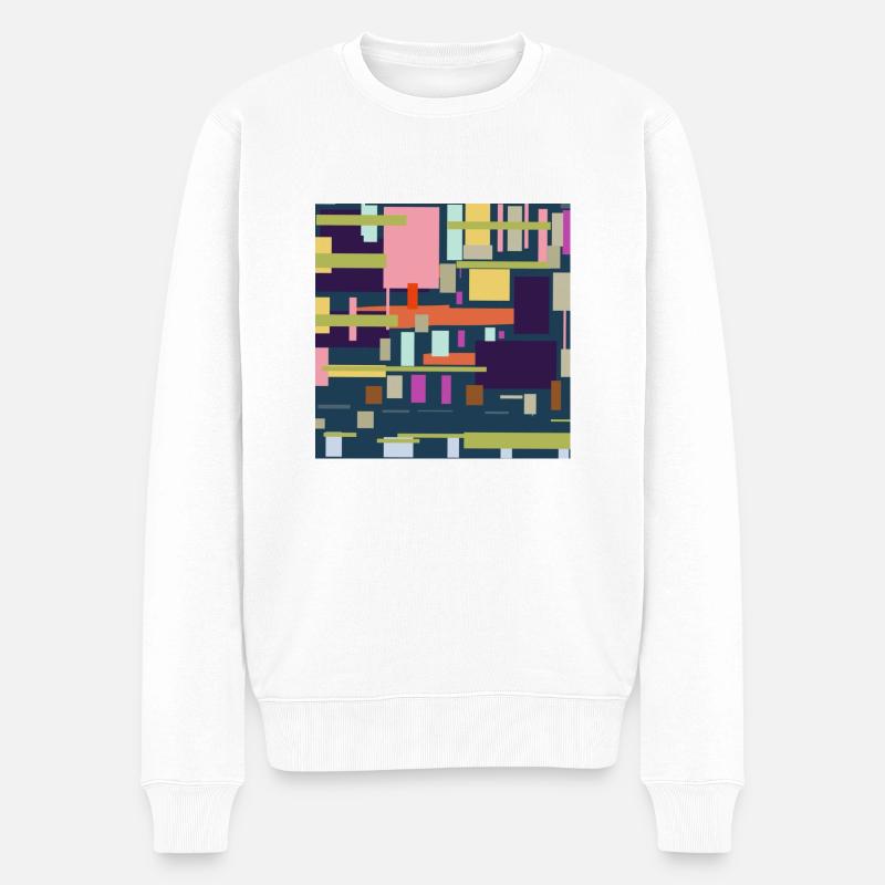 Vierrecke mit Muster mit Hintergrund in Grün. - Männer Premium Bio Pullover - Weiß