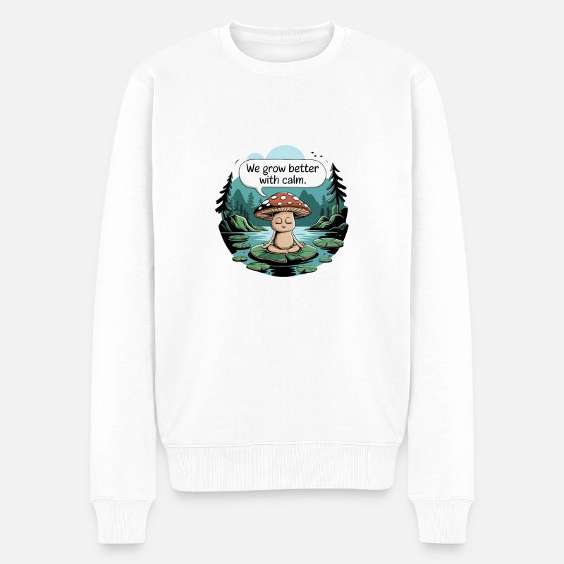 Mit Ruhe wachsen wir besser - Männer Premium Bio Pullover - Weiß