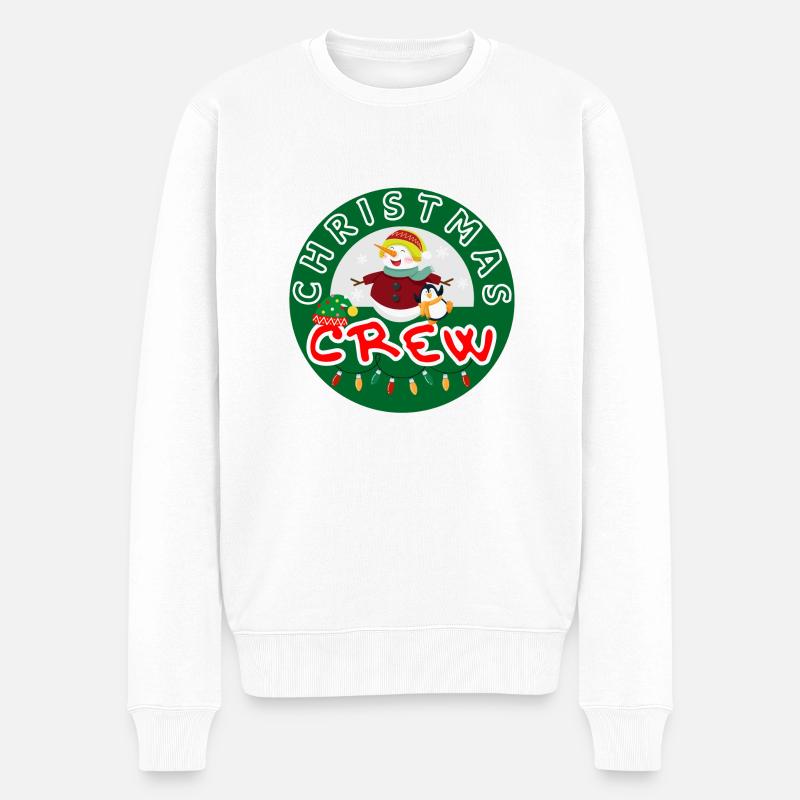 Christmas Crew with Snowman - Männer Premium Bio Pullover - Weiß