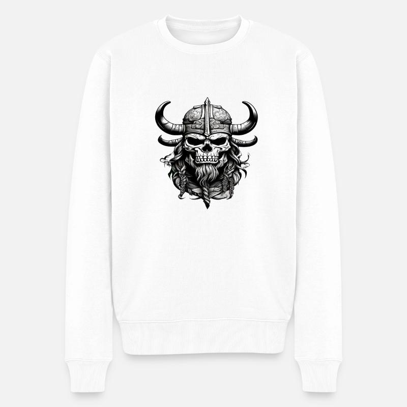 Wikinger Schädel - Männer Premium Bio Pullover - Weiß