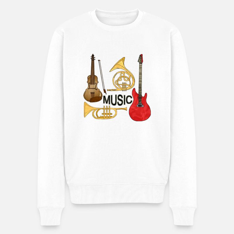 Musikinstrumente - Männer Premium Bio Pullover - Weiß