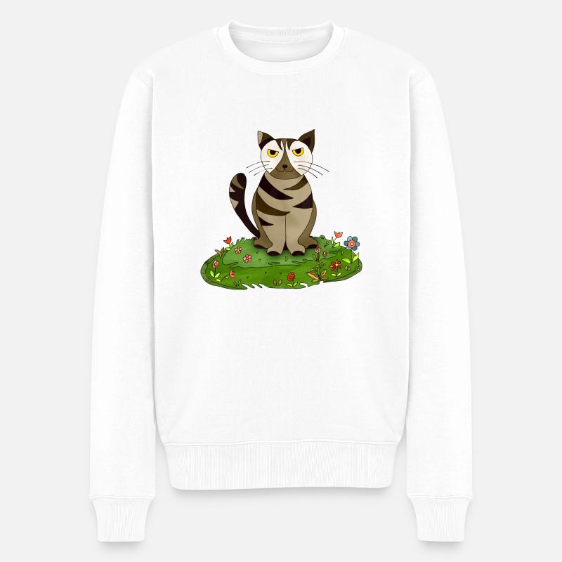 Katze - Männer Premium Bio Pullover - Weiß