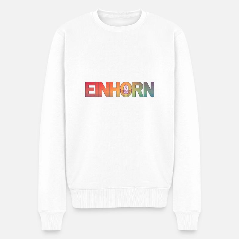 Regenbogen-Einhorn-Magie - Männer Premium Bio Pullover - Weiß