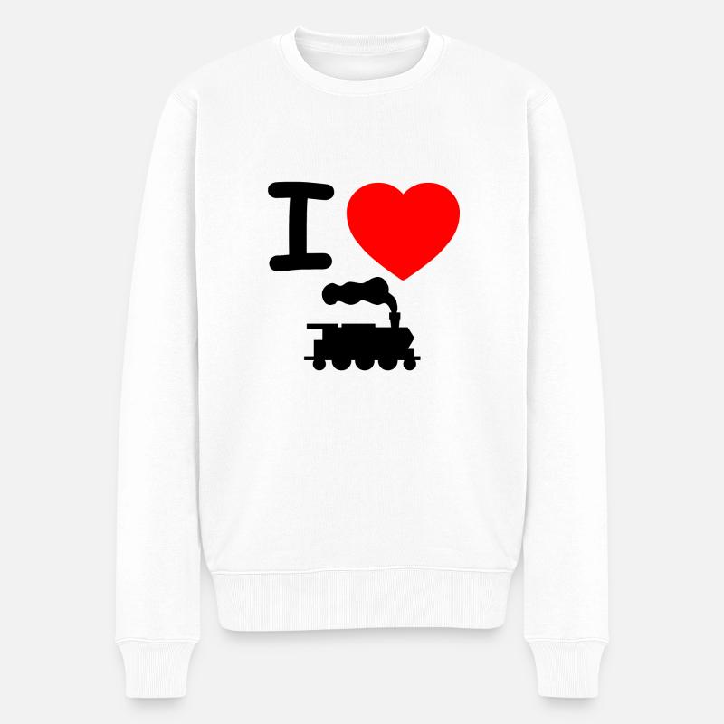 Dampflok - Männer Premium Bio Pullover - Weiß