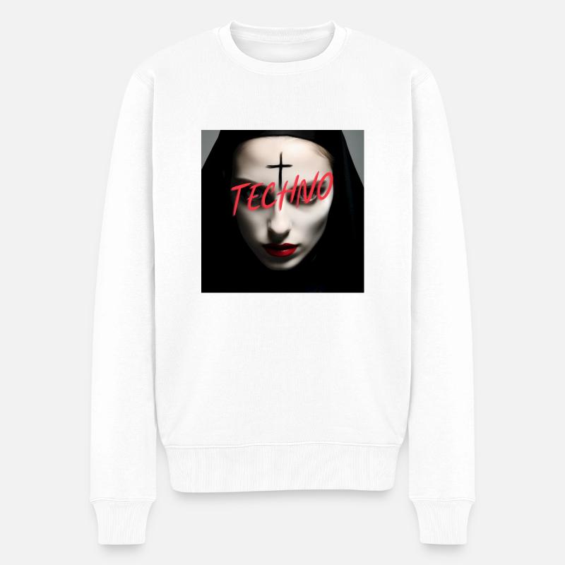 Nonne techno satanique - Rave Design - Pull Premium bio Homme - blanc