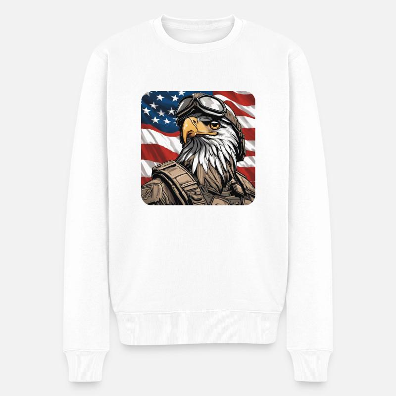 Eegle of USA - Männer Premium Bio Pullover - Weiß