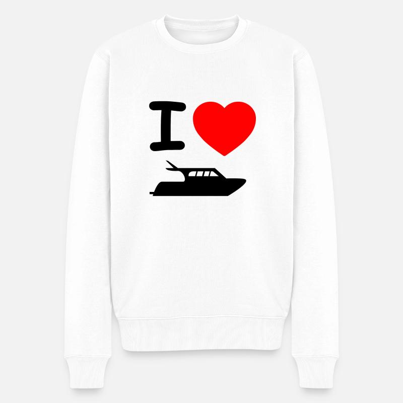 Motorboot - Männer Premium Bio Pullover - Weiß