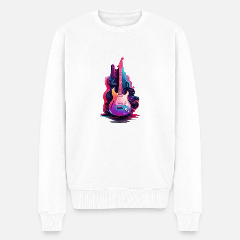Gitarre Rock Musik - Männer Premium Bio Pullover - Weiß
