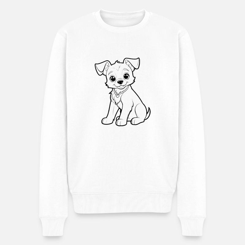 Chien Bande dessinée Lustieg - Pull Premium bio Homme - blanc