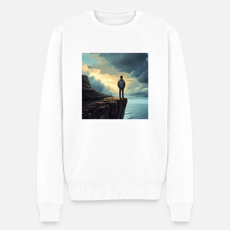Wanderrer in der Natur - Männer Premium Bio Pullover - Weiß