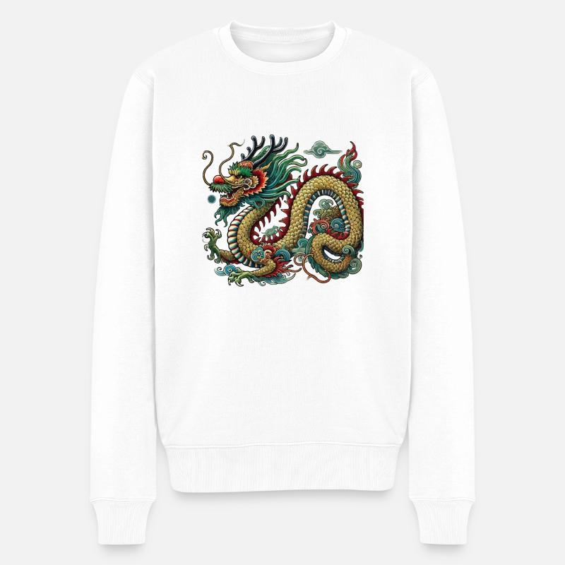 Dragon China - Männer Premium Bio Pullover - Weiß