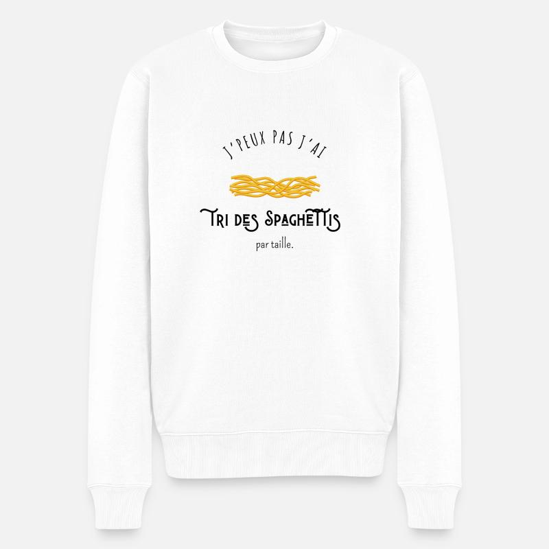 Ich kann nicht Ich habe Spaghetti nach Größe sortiert - Männer Premium Bio Pullover - Weiß