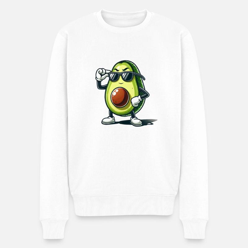 Avocado Comic Cool - Männer Premium Bio Pullover - Weiß