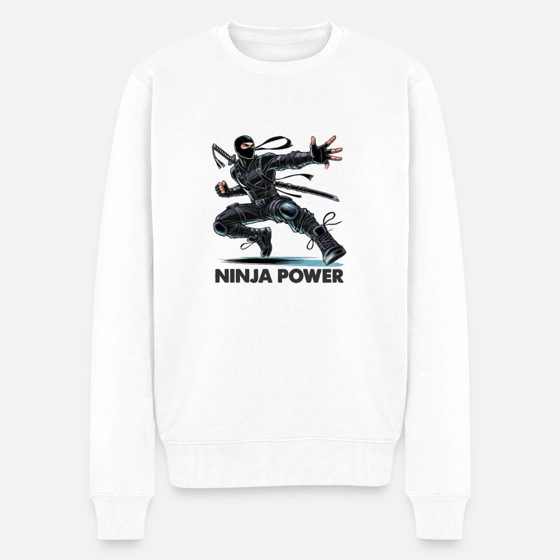 Ninja Power - Männer Premium Bio Pullover - Weiß