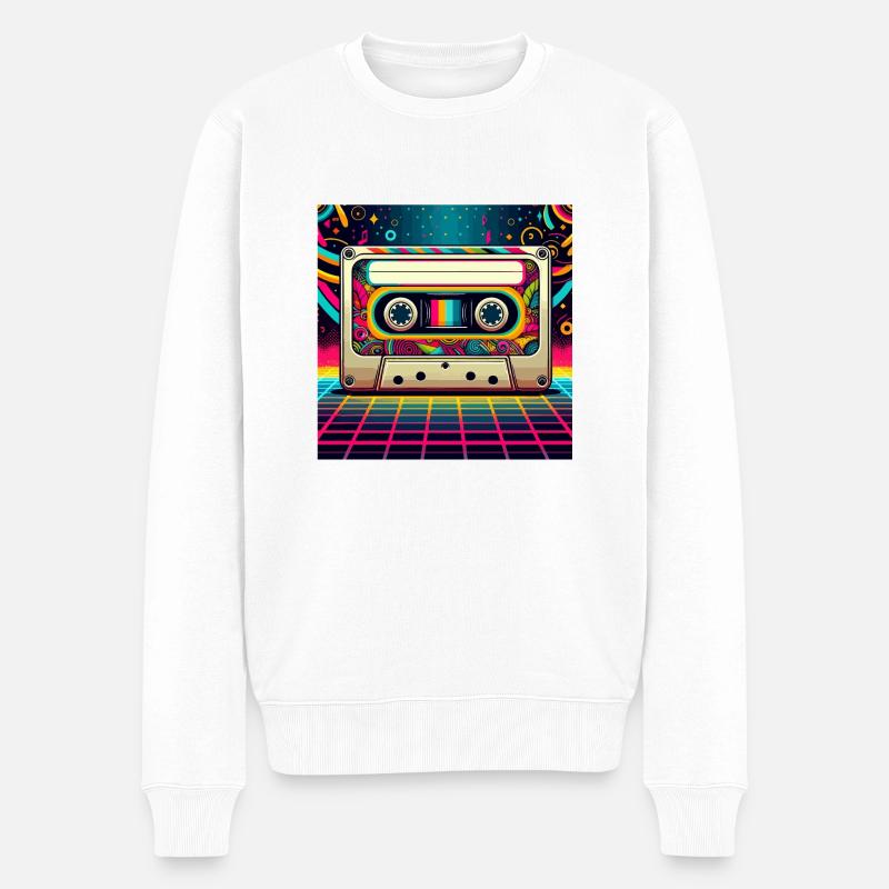 Retro kassette vibes - Økologisk premium-sweatshirt til mænd - hvid