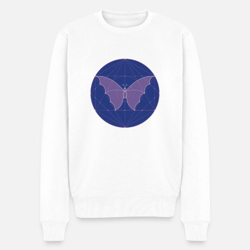 Géométrie sacrée papillon - Pull Premium bio Homme - blanc
