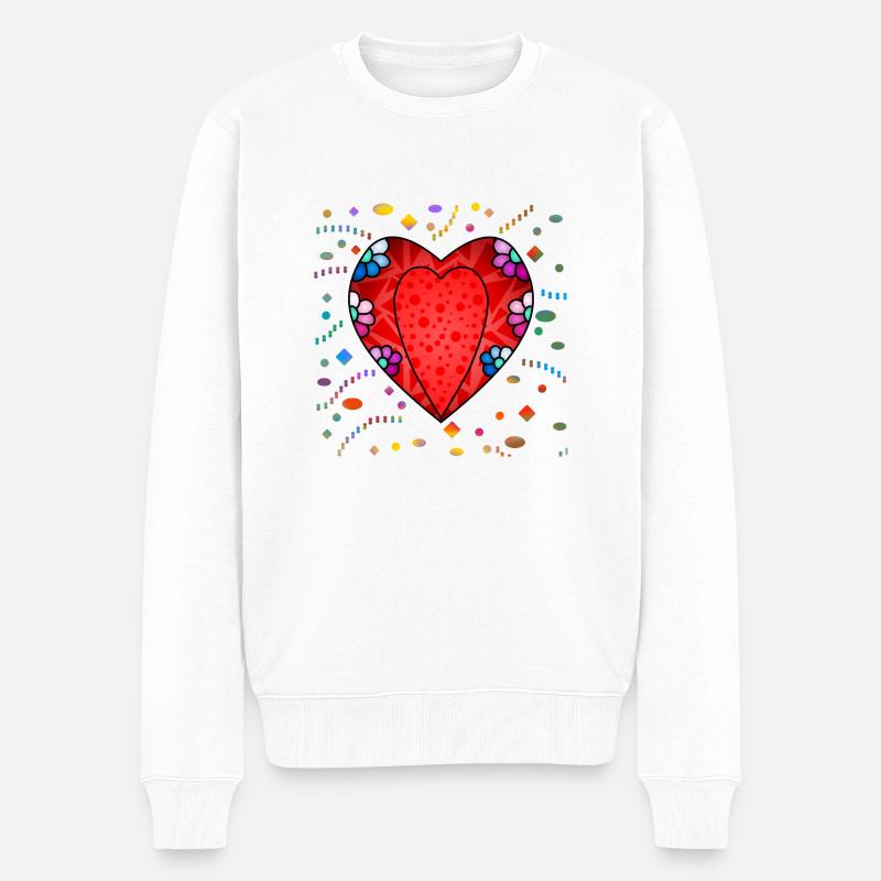 Herz - Männer Premium Bio Pullover - Weiß