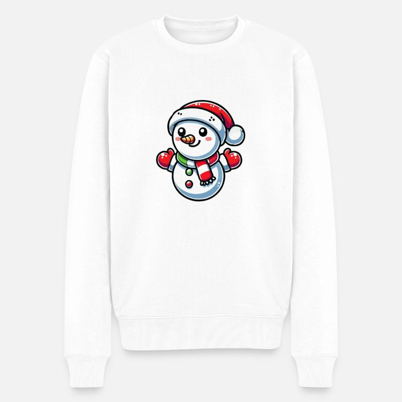 Schneemann - Männer Premium Bio Pullover - Weiß