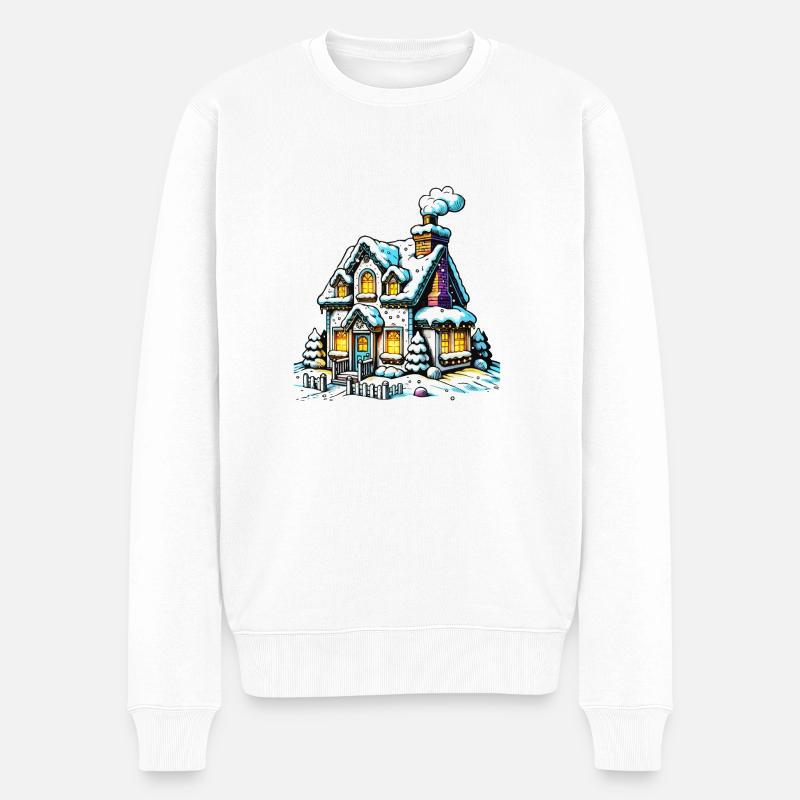 Maison Noël d’hiver - Pull Premium bio Homme - blanc