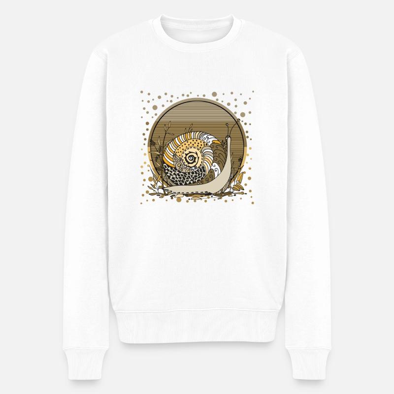 Schnecke - Männer Premium Bio Pullover - Weiß
