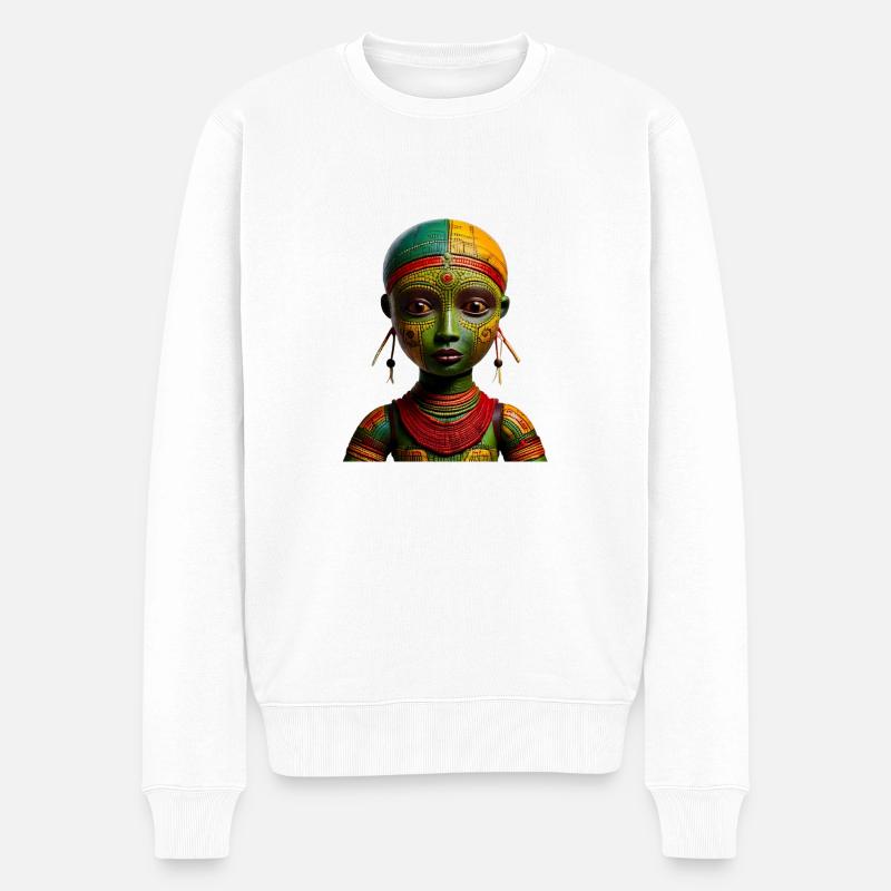 🪆 Poupée Vaudou : L’Essence Mystique de l’Afrique - Pull Premium bio Homme - blanc