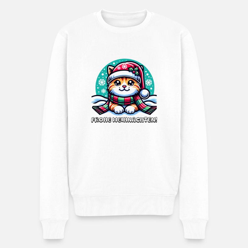 Chat mignon Noël - Pull Premium bio Homme - blanc