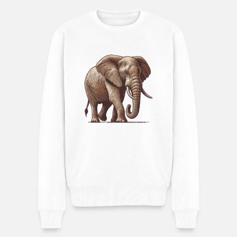 Elefant - Männer Premium Bio Pullover - Weiß