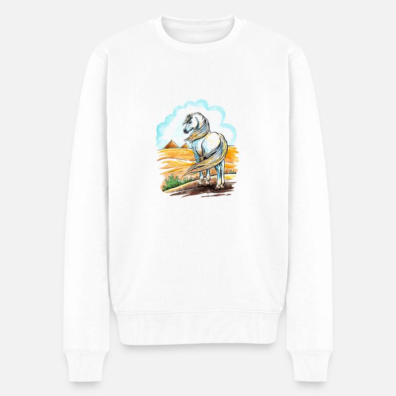 Cheval Arabe Égyptien - Pull Premium bio Homme - blanc