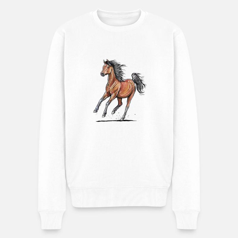 Araber Pferd im Galopp - Männer Premium Bio Pullover - Weiß
