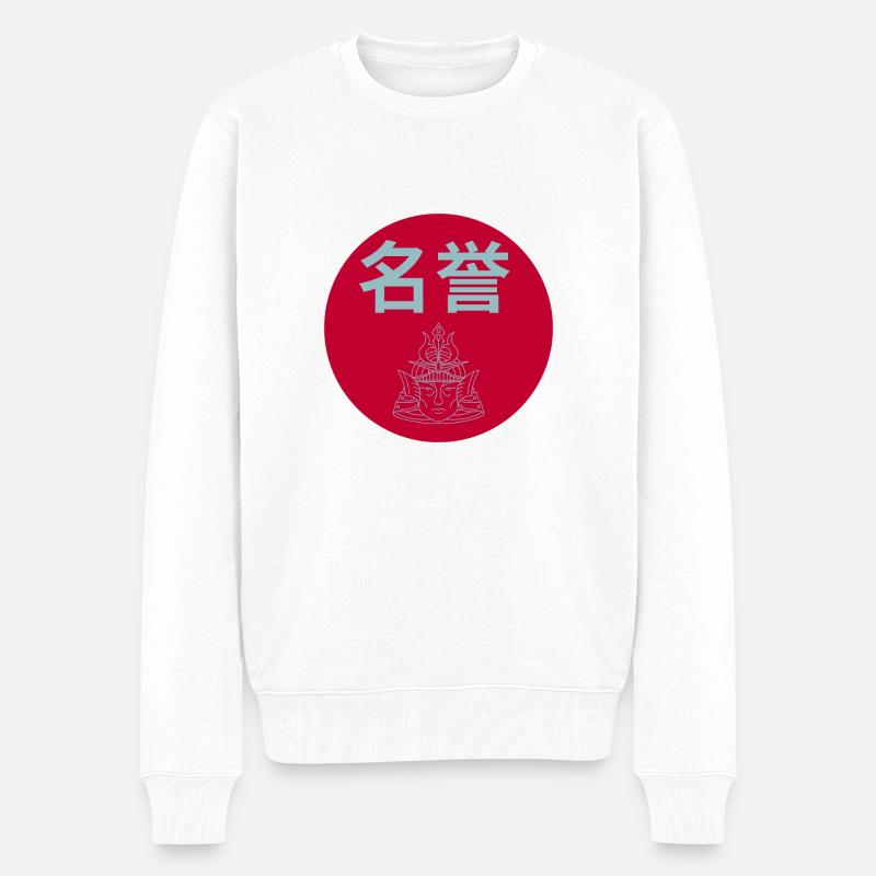 Ehre Kanji - Männer Premium Bio Pullover - Weiß