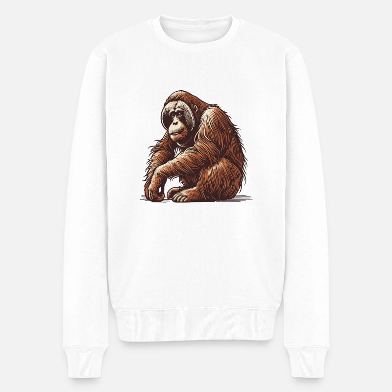 Orang Utan - Männer Premium Bio Pullover - Weiß