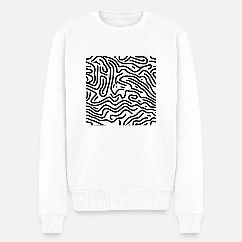 Schwarz-Weiß - Designlinien - Männer Premium Bio Pullover - Weiß