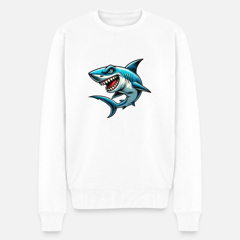 Shark Hai - Männer Premium Bio Pullover - Weiß